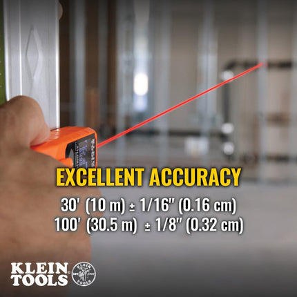 Laser Distance Measure 100-Feet, High Accuracy Laser up to +/- 1/16-Inch, Compact Design with LCD Display Klein Tools 93LDM100C