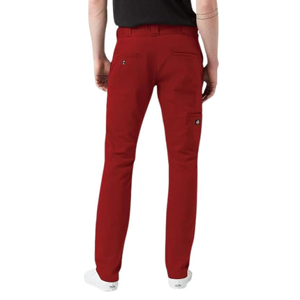 Dickies Men's Skinny Straight Double Knee Work Pants - Durable, Slim Fit, Industrial Uniform & Workwear, English Red, 38W x 32L