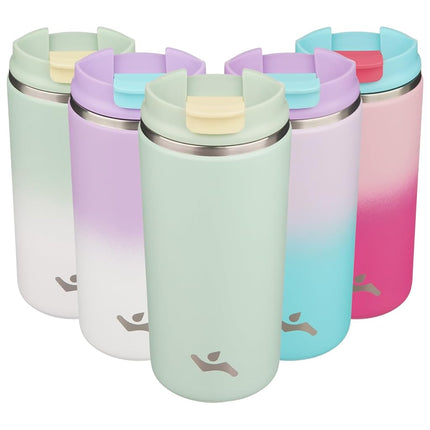 Konokyo Tumbler with Lid, 12 oz Travel Coffee Mug Double Wall Vacuum Stainless Steel Thermal Metal Cup Insulated Water Bottle,Macaron Green