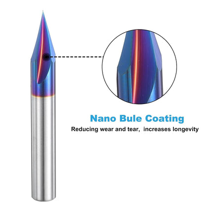uxcell 30 Degree V Groove Engraving Router Bits for CNC Tip and 3 Flutes 1/4 Inch Shank Carving Bit Nano Coated Carbide End Mill for Carving Engraving