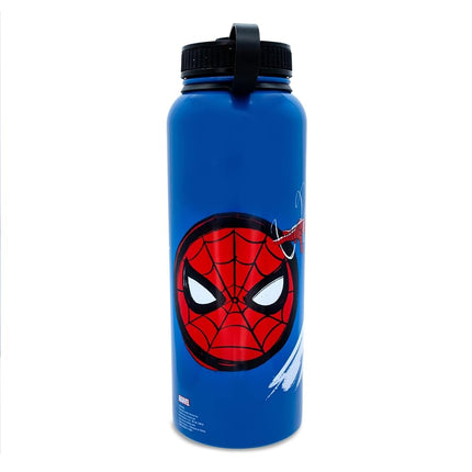 Botella de agua de acero inoxidable Silver Buffalo Spider-Man Beyond Amazing con tapa de rosca, 42 onzas