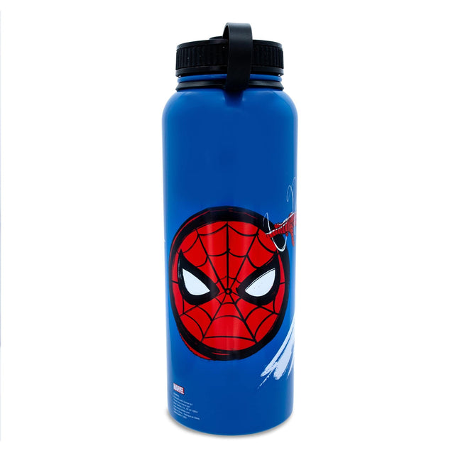 Bouteille d'eau en acier inoxydable Silver Buffalo Spider-Man Beyond Amazing avec couvercle torsadé, 1,2 litre