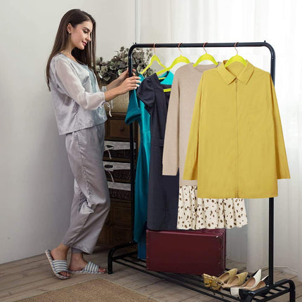 VECELO Premium Velvet Clothes Hangers Suit Heavy Duty (60 Pack)-Non Slip & Space-Saving with 8 Finger Clips & Tie Rack Excellent for Men and Women,Yellow