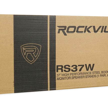 Rockville Pair RS37W V2 Soportes de acero para altavoces de estantería/Monitores de estudio de 37", capacidad de 60 lbs, gestión de cables, almohadillas antivibración, patas ajustables, para audio doméstico y monitorización de estudio