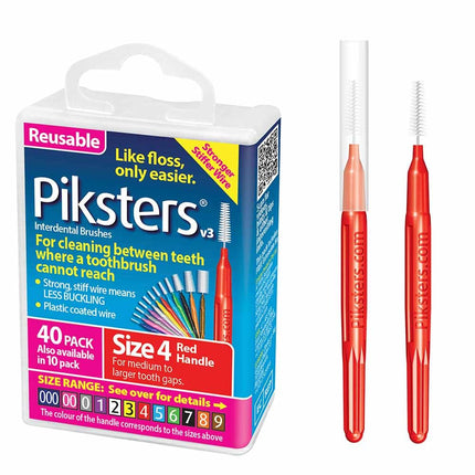 Piksters Interdental Brushes, 40 pk, Size 4, Inter