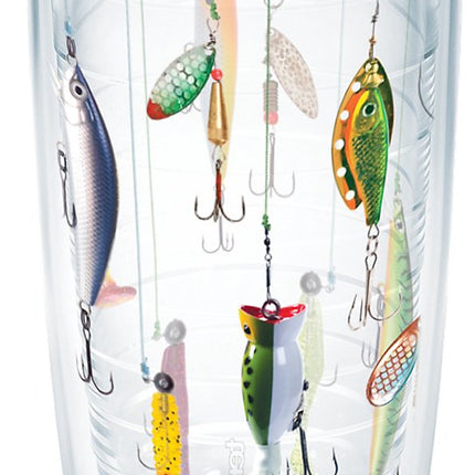 Tervis Fishing Lures Made in USA Double Walled Insulated Tumbler Travel Cup Keeps Drinks Cold & Hot, 16oz, Classic