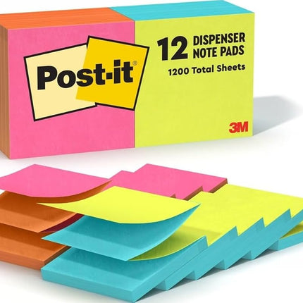Post-it Pop-up Notes 3x3 in, 12 Pads, America's�s #1 Favorite Sticky Notes, Alternating Colors, Poptimistic Collection. Clean Removal, Recyclable (R330-N-ALT)