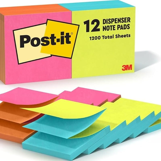 Post-it Pop-up Notes 3x3 in, 12 Pads, America's�s #1 Favorite Sticky Notes, Alternating Colors, Poptimistic Collection. Clean Removal, Recyclable (R330-N-ALT)