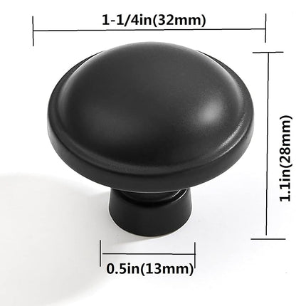 khtumeware 20 Pack Drawer Pulls - 1-1/4 Inch Matte Black Cabinet Knobs - Solid Round Dresser Drawer Knobs - Simple Cabinet Hardware