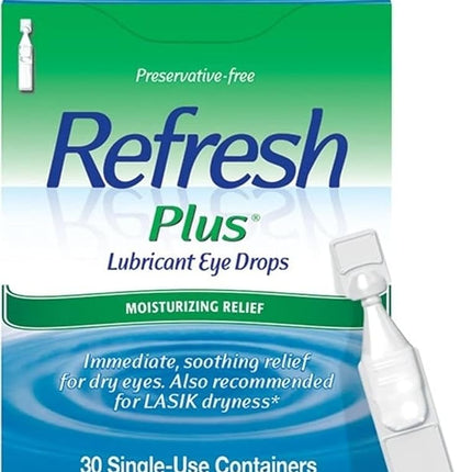 Gouttes ophtalmiques lubrifiantes Refresh Plus, 30 unidoses, 0,3 ml chacune stérile 30 EA