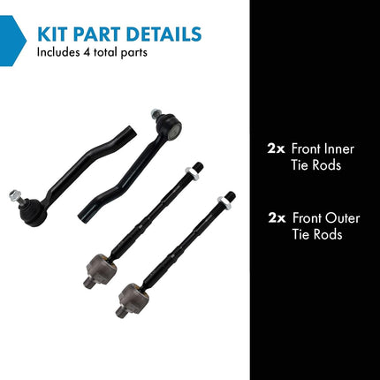 TRQ PSA60579 (4 Piece) Steering Tie Rod End Kit