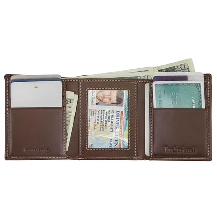 Timberland Men's Leather Trifold With Id Window Tri Fold Wallet, Brown (Hunter), One Size UK
