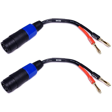 CNCESS CESS-004 Câble adaptateur pour haut-parleur Fiche Banane vers Speakon Femelle 12AWG - Lot de 2 (Banane 4mm)