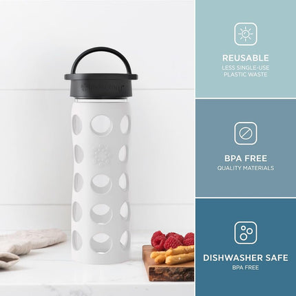 Lifefactory Glass Hydration Bottle Arctic White 475 ml