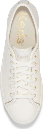 Keds Women's Triple Up Leather Sneaker, White/Gold, 6 M US