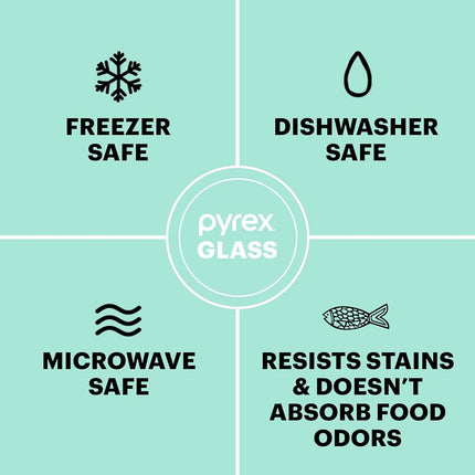 Pyrex Freshlock Rectangular Food Storage Containers Set, 8 Piece – Resists Stains, Odors and Flavors – Locking Lids for Secure, Spill-Free Storage and Easy Labeling