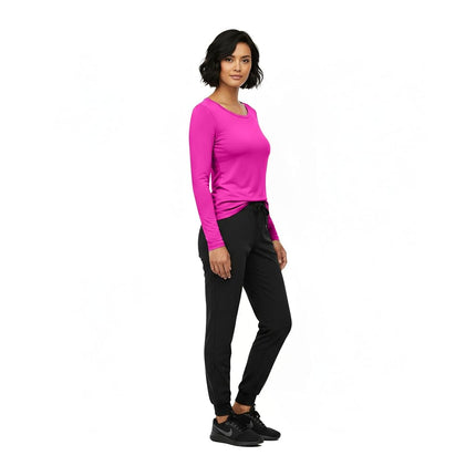Natural Uniforms Women's Under Scrub Tee Crew Neck Long Sleeve T-Shirt - pink - Medium