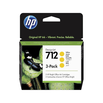 HP 712 Yellow Original Ink Cartridges 3-Pack
