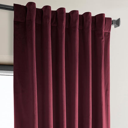 HPD Half Price Drapes Heritage Plush Velvet 120 Inches Long Darkening Curtains for Bedroom & Living Room 50W x 120L, (1 Panel), Dark Merlot, 50" W x 120" L (Pack of 1)
