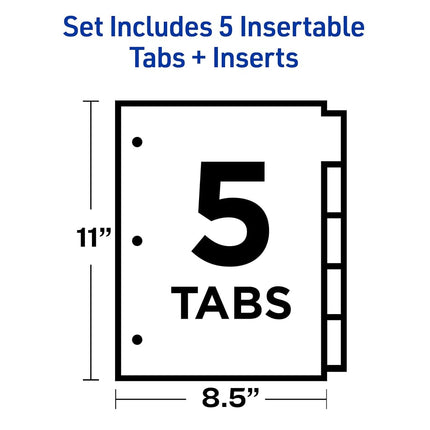 Avery Big Tab Insertable Dividers, Buff Paper, 5 Multicolor Tabs, Case Pack of 48 Sets (11109)