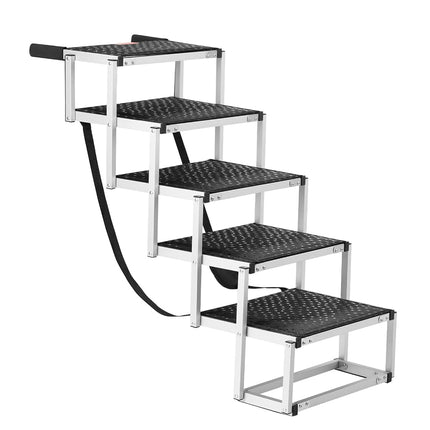 VEVOR Dog Stair for Cars, Wide 4-Step Car Ramp With Nonslip Surface, Portable Pet Steps, Lightweight Aluminum for SUV and Truck, Supports up to 68.1kg