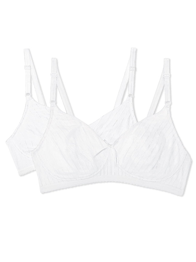 Fruit of the Loom Womens Lightly Lined Wire-Free Bra, White/White 2-Pack, 36C