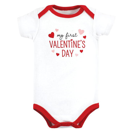 Hudson Baby Lot de 5 bodies en coton pour bébé fille, première Saint-Valentin et Pâques, 0-3 mois