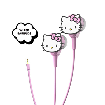 Auriculares Bluetooth inalámbricos 2 en 1 de Hello Kitty con auriculares con cable - Plegables, diadema ajustable y acolchada, controles integrados, auriculares blandos, conectividad de cable auxiliar, llamadas manos libres