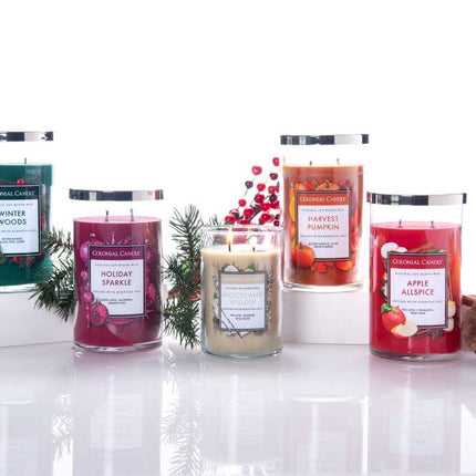 Vela aromática Colonial Candle de 2 mechas en vaso con tapa - Winter Woods (538g) - Fragancia especiada de invierno para tu hogar - Vela aromática grande con hasta 60 horas de duración - Mezcla de cera de soja