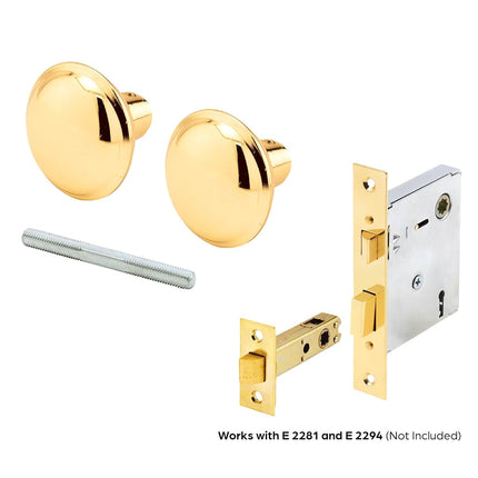 Prime-Line Products E 2280 Prime-Line Door Knob Set, 1-3/4 in Projection, 2-1/4 in Dia, Brass Plated Finish/Steel, 2-1/4"