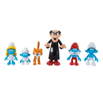 Smurfs VS Gargamel 6 Figure Multipack - 2-Inch Smurfette, Papa, Brainy, Baby, Azrael, 3-Inch Gargamel - Authentic Details