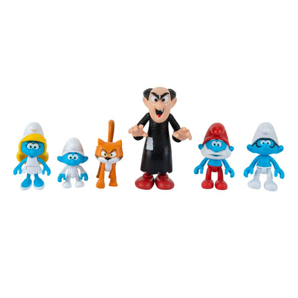 Smurfs VS Gargamel 6 Figure Multipack - 2-Inch Smurfette, Papa, Brainy, Baby, Azrael, 3-Inch Gargamel - Authentic Details