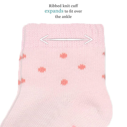 Fruit of the Loom Baby 14-Pack Grow & Fit Flex Zones Cotton Stretch Socks - Unisex, Girls, Boys (6-12 Months, Pink Stripe)