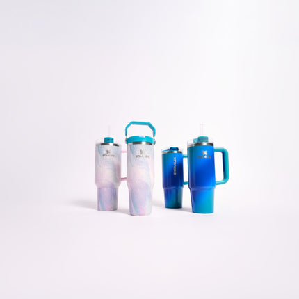 Stanley IceFlow 2.0 Straw Cup with Handle 590 ml, Screw Lid and Folding Straw, Leakproof Water Bottle, Insulated Stainless Steel, BPA Free, Marine Glass Aura