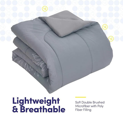 Sweet Home Collection Ensemble de Couette 7 Pièces avec Sac Couleur Unie Toutes Saisons Couverture Douce Alternative au Duvet et Draps de Lit Luxueux en Microfibre, Florence, King
