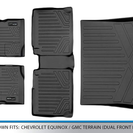 Tapis de sol et tapis de coffre SMARTLINER sur mesure noirs pour Chevy Equinox/GMC Terrain 2011-2017 avec deux points de fixation avant