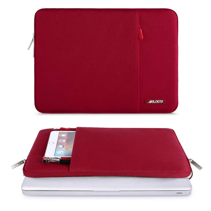 MOSISO Laptop Sleeve Bag Compatible 13-13.3 Inch MacBook Pro, MacBook Air, Notebook Computer, Vertical Style Water Repellent Polyester Protective Case Cover with Pocket, Red