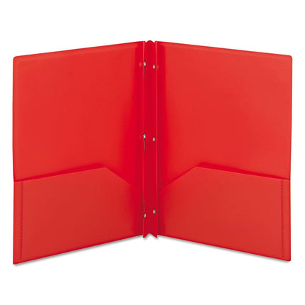 Smead Poly Two, Pocket Folder with Fasteners, 11" x 8 1/2", Pack of 25, Red (87727)