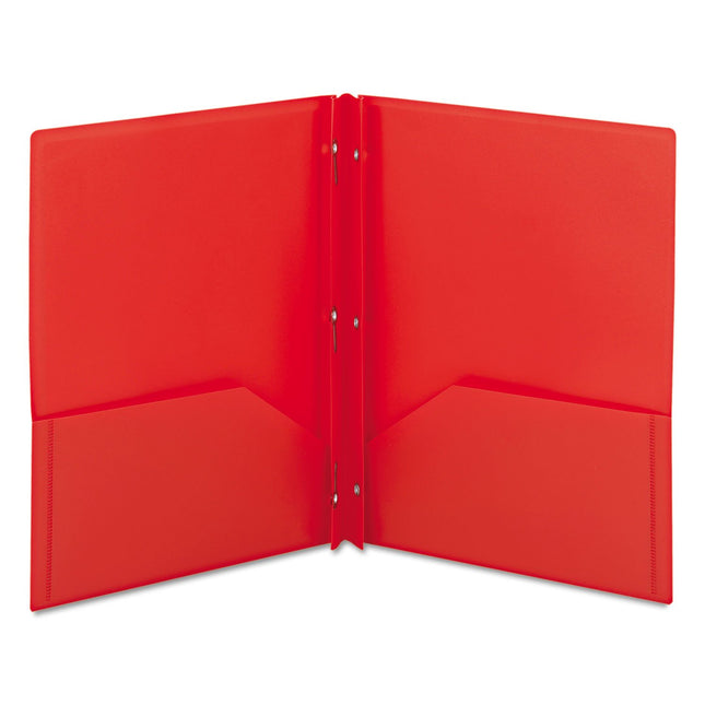 Chemise de présentation Smead Poly à deux pochettes avec attaches, 27,9 cm x 21,6 cm, paquet de 25, rouge (87727)