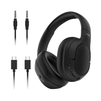 Belkin SoundForm Isolate Bluetooth Over-Ear Headphones - Hybrid Active Noise Cancelling Headphones - Wireless w/ 60H Playtime, Fast Charging & CloudCushion Ear Cups for Travel, Home, or Office - Black
