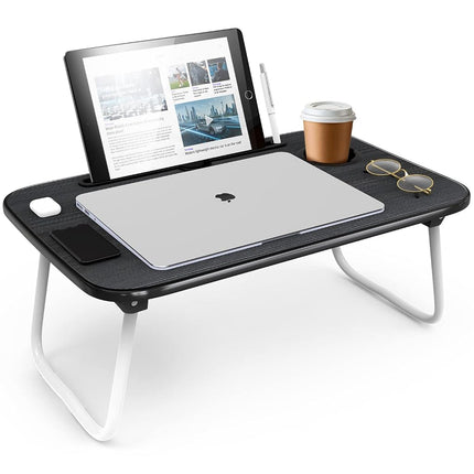Table de lit pour ordinateur portable, support pour ordinateur portable, bureaux portables pour genoux avec pieds pliables, pupitre de lecture pour canapé-lit et sol - Moyen
