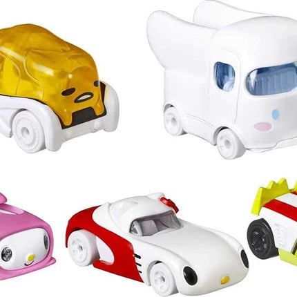 Hot Wheels Hello Kitty and Friends DieCast CHARACTER CARS Set of 5 Car Models - Keroppi Gudetama Cinnamoroll My Melody - Scale 1:64 - Length 5 cm