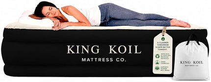 King Koil Luxury Full Size Plush Pillow Top Air Mattress with Built-in High-Speed Pump for Home, Camping & Guests 20" Inflatable Double High Blow Up Airbed, Durable, Waterproof