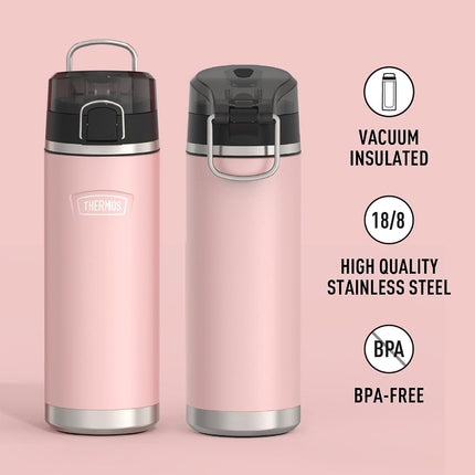 Thermos ICON Series by Stainless Steel Water Bottle with Spout 24 Ounce, Sunset Pink