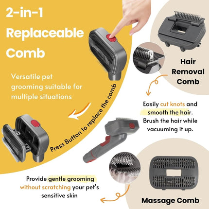 IZSOHHOME Pet Grooming Kit Gift Set, Compatible with Dyson V15 V11 V10 V8 V7 V6, Dog Cat Shedding Brush with 3.3ft Hose, Massage Hair Remover, Includes Chew Rope Toy, Gift Box Packaging
