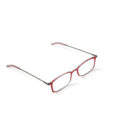 ThinOptics Frontpage Brooklyn Reading Glasses + Milano Aluminum Case, Red Frames/Silver Case, 1.5 x
