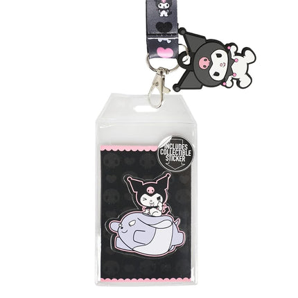 Kuromi Hearts & Skulls Black Lanyard with Character Charm