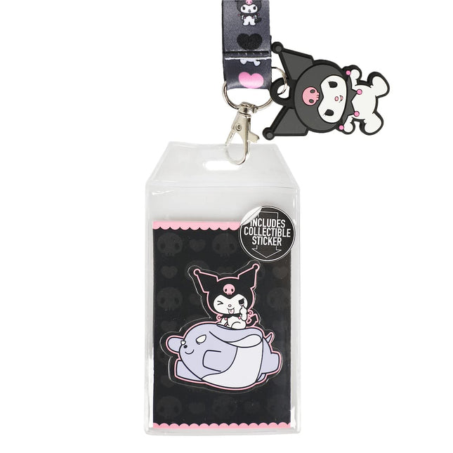 Kuromi Hearts & Skulls Black Lanyard with Character Charm