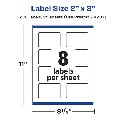 Avery Glossy Clear Rectangle Labels with Sure Feed, 2" x 3", 200 Glossy Clear Labels, Print-to-The-Edge, Laser/Inkjet Printable Labels