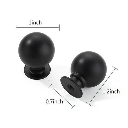 CABDM 6 Pack 1 Inch Vintage Ball Matte Black Cabinet Knobs Kitchen Cabinet Hardware Black Drawer Knobs Pulls for Drawers.